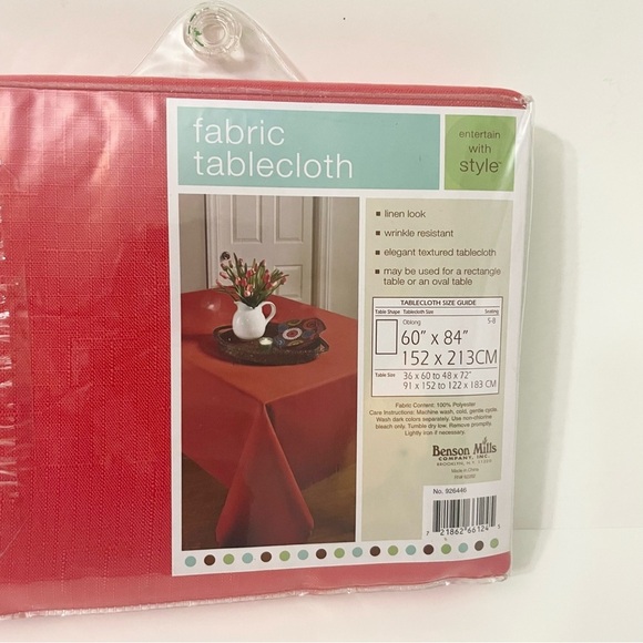 Benson Mills Fabric Tablecloth Red 60”x 84” - Picture 10 of 14